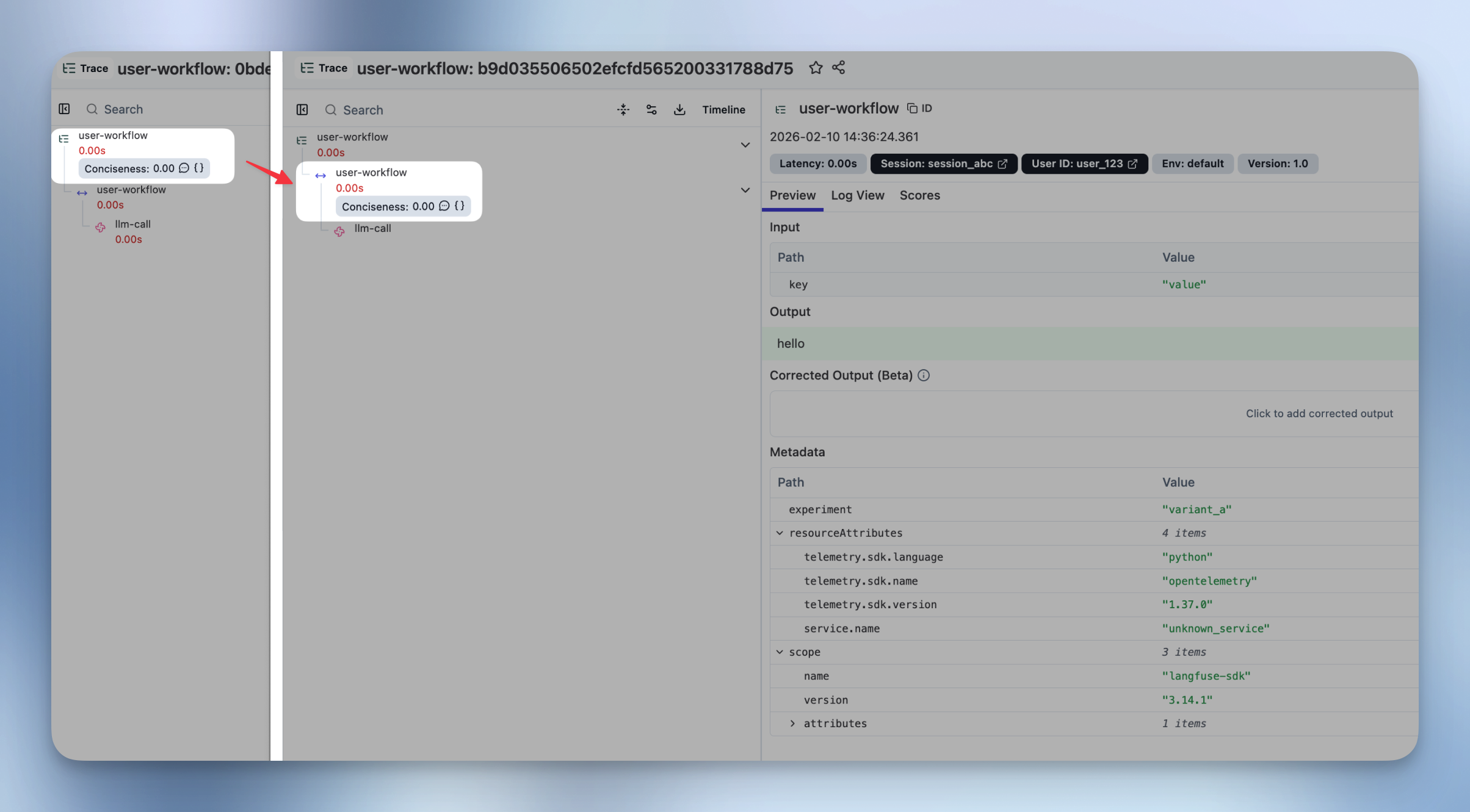 Score output example