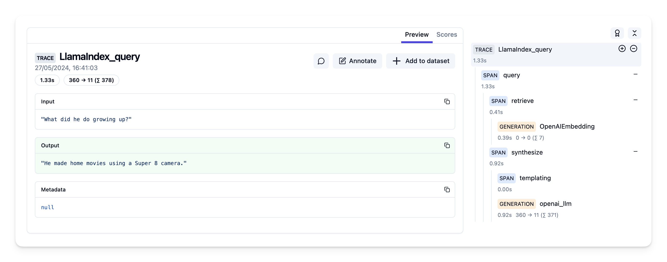 Example traces in Langfuse